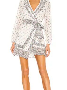 Veronica Beard White Printed Mini Wrap Dress